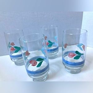 Capri By International Drinking Glasses Set of 4 Clear With Blue, Rose, …